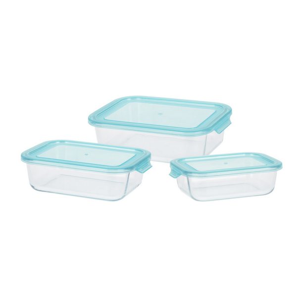 Sett med 3 matbokser Excellent Houseware Krystall
