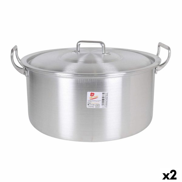 Gryte med lokk Aluminium 44 x 39 x 21 cm (2 enheter)