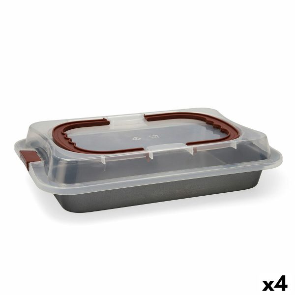 Ovn form Quid Sweet Grey Svart Metall 36 x 23 x 4,5 cm Med lokk (4 enheter)
