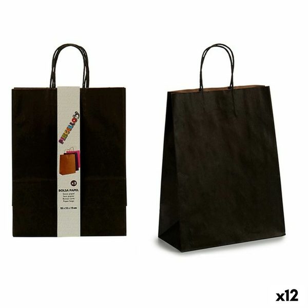 Sett med bager Papir 25,5 x 11,5 x 43 cm Svart (12 enheter)
