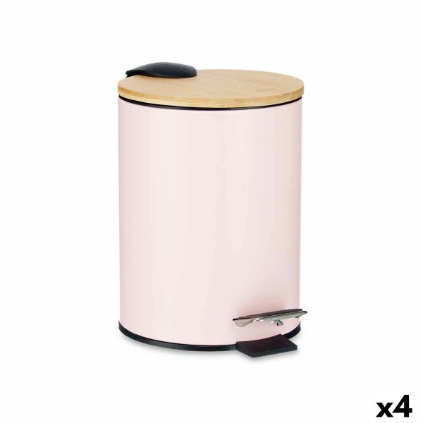 Søppelkasse Rosa Metall Bambus 3 L (4 enheter)