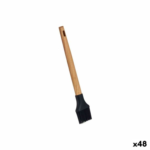 Bakebørste av silikon Svart bøktre 5 x 1,8 x 28 cm (48 enheter)