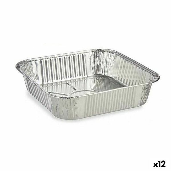 Sett med kjøkkenservice Engangsbruk Kvadrat Aluminium 20,5 x 6,5 x 20,5 cm (12 enheter)
