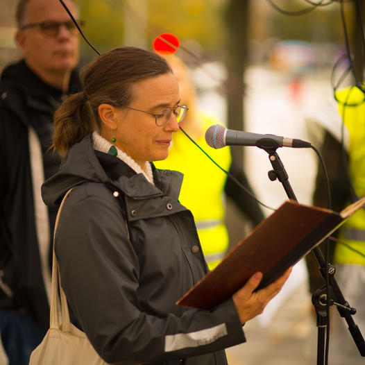 Charlotta Göller – jobbar på Fonden för mänskliga rättigheter, bakgrund inom funktionshinderområdet bl a som gender-fokalpunkt hos FNs särskilda rapportör och som utredare på MFD #Enavalla