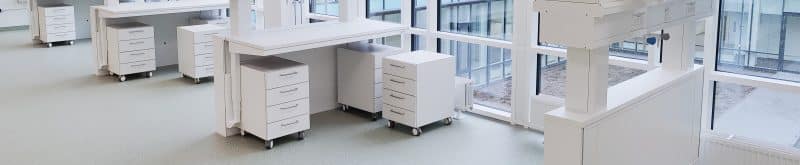 Laboratory solutions at Zealand University including laboratory cabinets