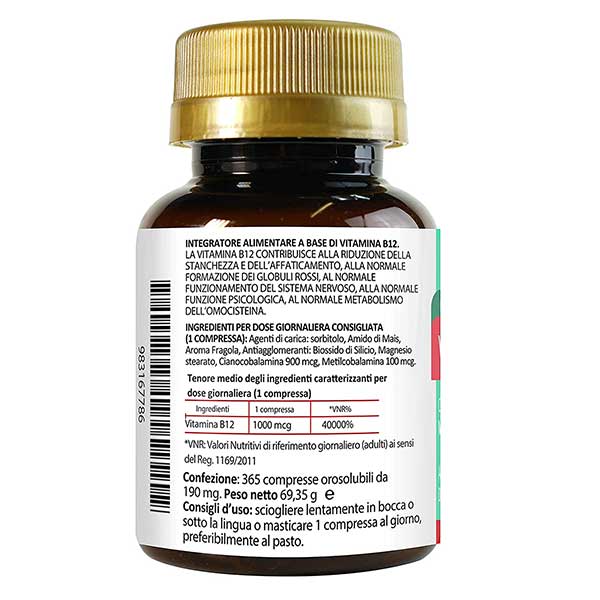 Vitamina B12 1000 mcg - 365 compresse orosolubili - Integratori Alimentari