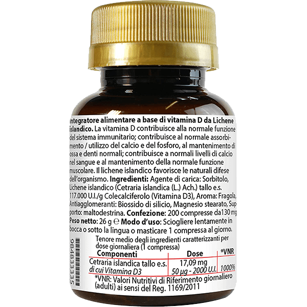 VITAMINA D3 2000 U.I. - 200 compresse masticabili - immagine 2