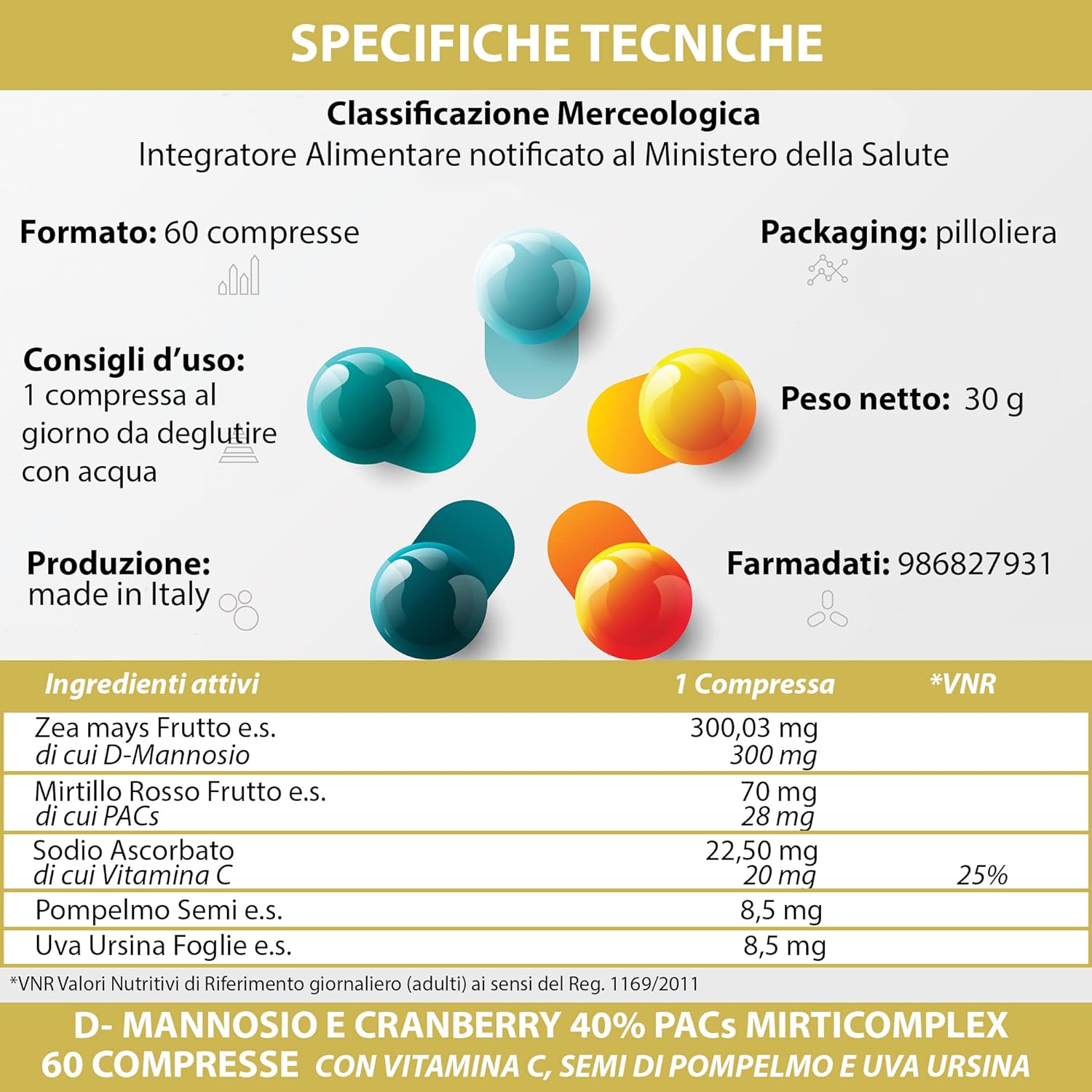 Cranberry e D-Mannosio Mirticomplex - 60 compresse - immagine 6