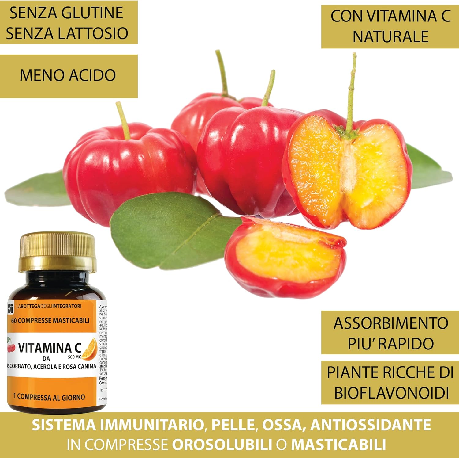 Vitamina C da Ascorbato Acerola e Rosa Canina - 60 Compresse - immagine 2