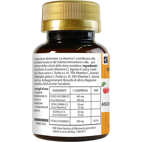 Vitamina C da Ascorbato Acerola e Rosa Canina - 60 Compresse - immagine 6