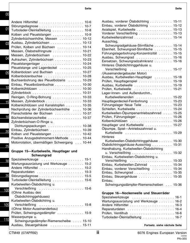 John Deere Werkstatthandbuch für Motoren 6076 – Bild 4