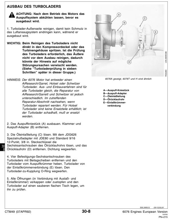 John Deere Werkstatthandbuch für Motoren 6076 – Bild 8