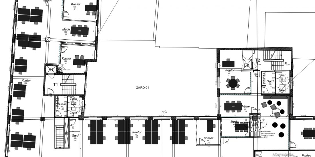 Indretning af hovedkontor – Kilroy Group: Indretningsplan, 1. sal