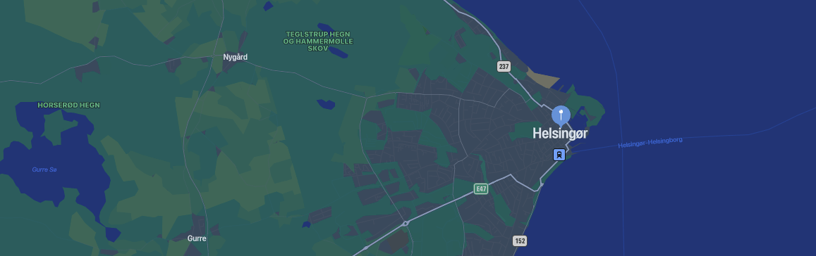 Kort over Helsingør hvor vi udlejer Soundboks