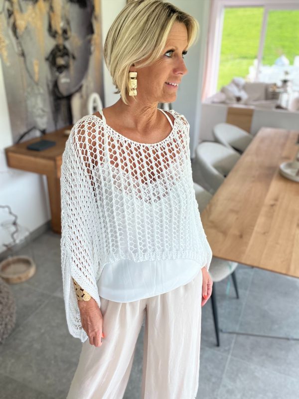 Milan no 76 Crochet Poncho Court Blanc ➡️ 52