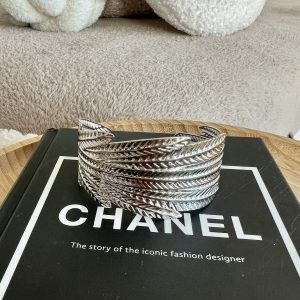 Bracelet Manchette Feuille Argenté