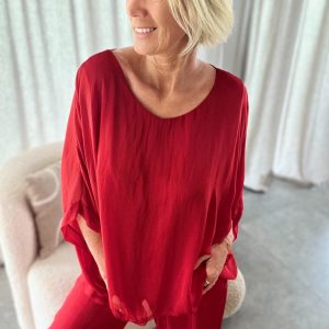 Milan no 150 Blouse En Soie Rouge ➡️ 46/48