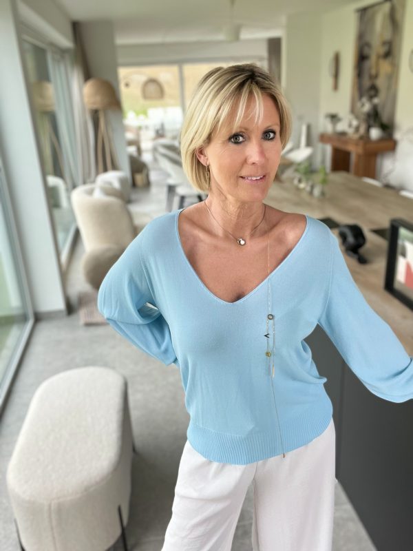 Blouse Pull Cerise Bleu Ciel – Image 5