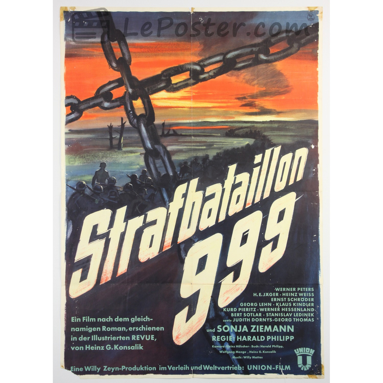 Original vintage movie poster for Strafbataillon 999 (1960s), directed by Harald Philipp for the Germany theatrical release.
