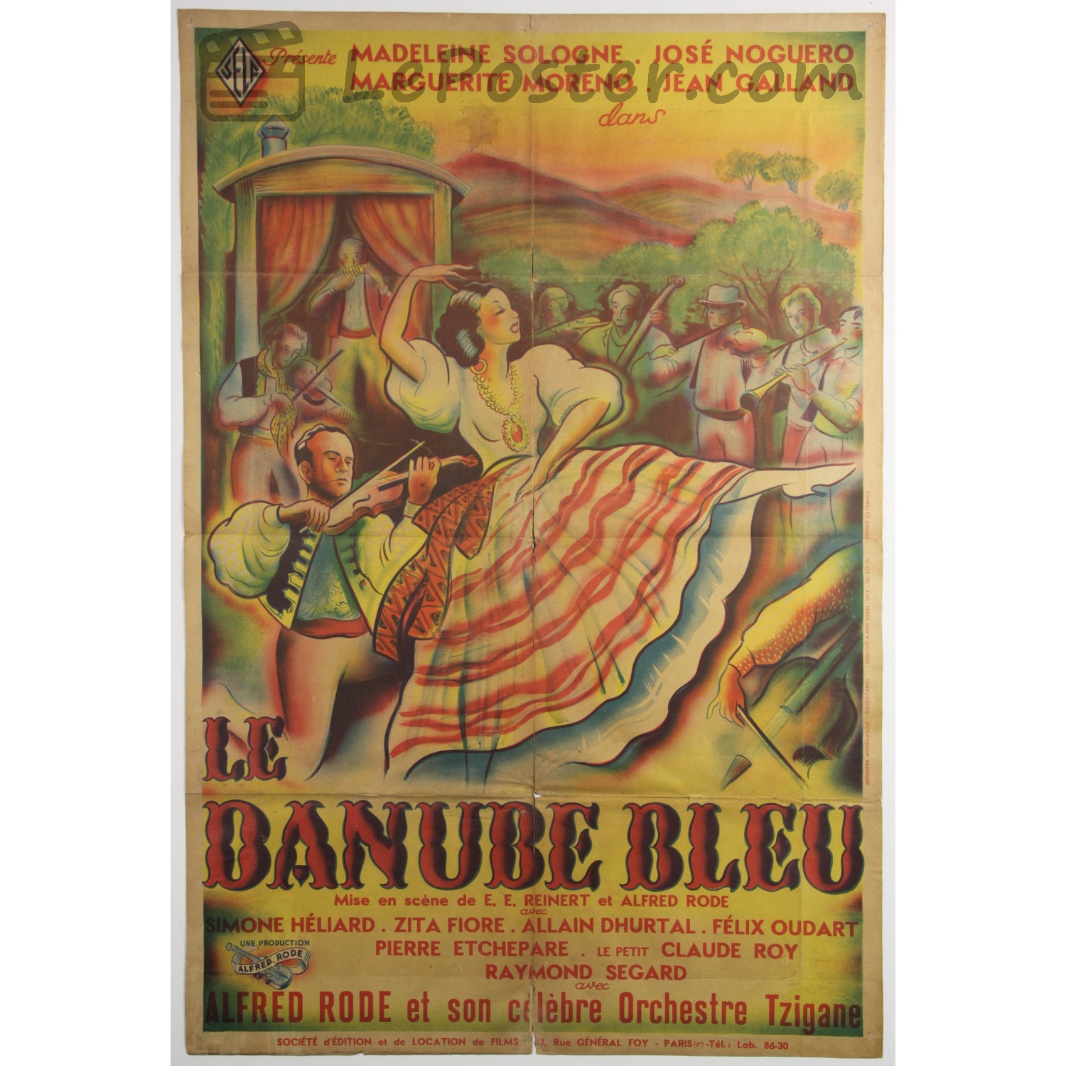 Original vintage movie poster for Le Danube bleu (1940s), directed by Emil E. Reinert for the France theatrical release.
