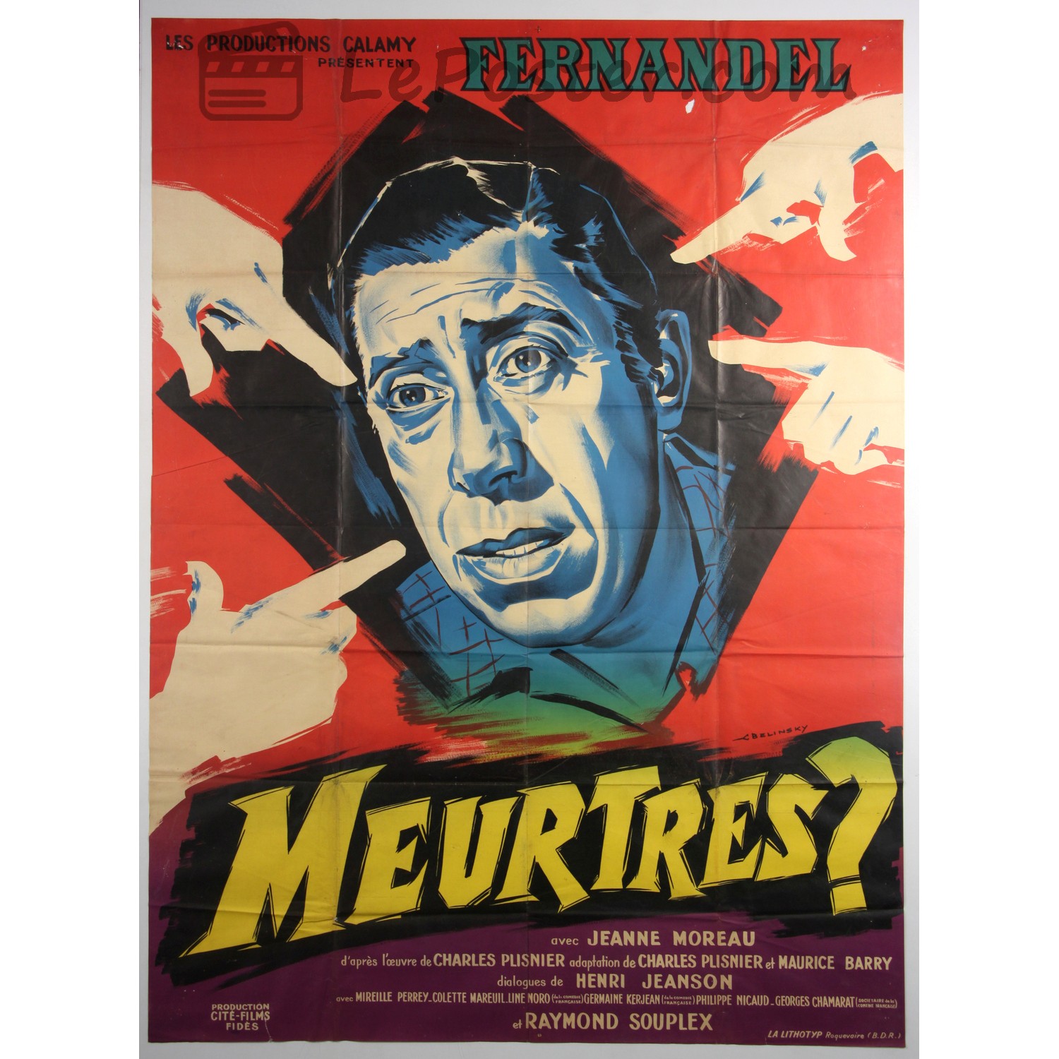Original vintage movie poster for Meurtres (1950s), directed by Richard Pottier for the France theatrical release.
