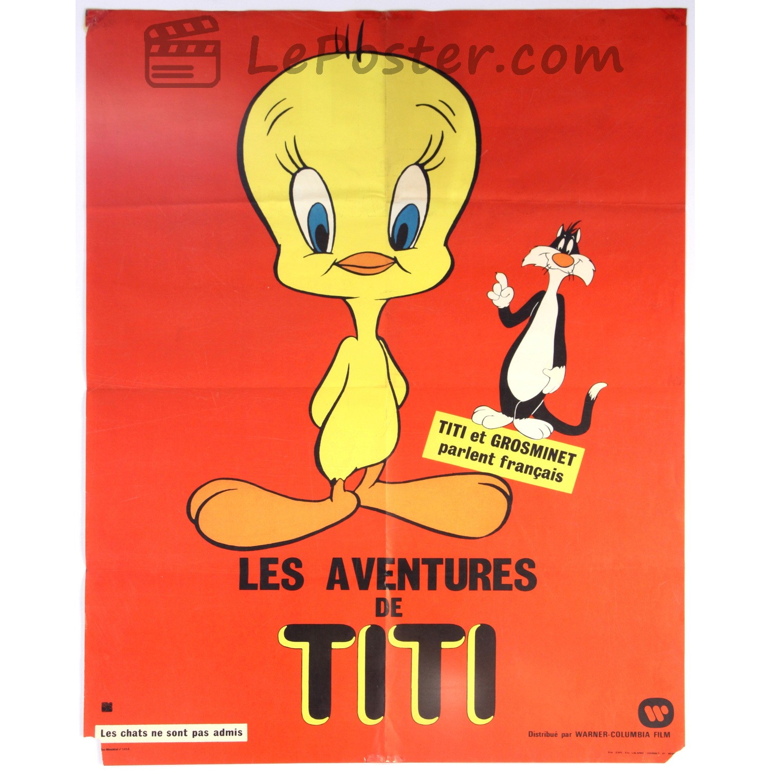 Original vintage movie poster for Tweety for the France theatrical release. Genuine collectible cinema art.