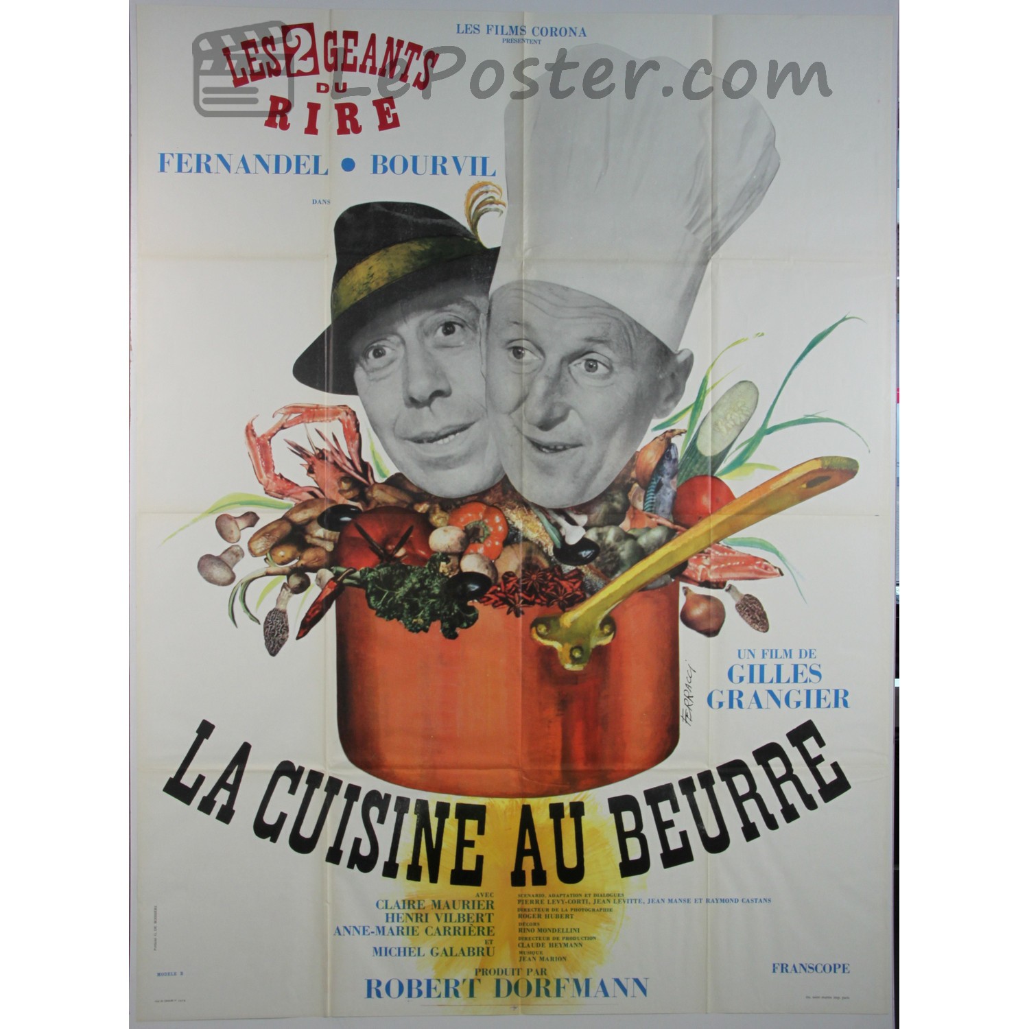 Original vintage movie poster for Cuisine au beurre (1960-1969), directed by Gilles Grangier for the France theatrical release.