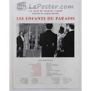 Original vintage movie poster for Les enfants du paradis (1940-1949), directed by Marcel Carné for the France theatrical release.
