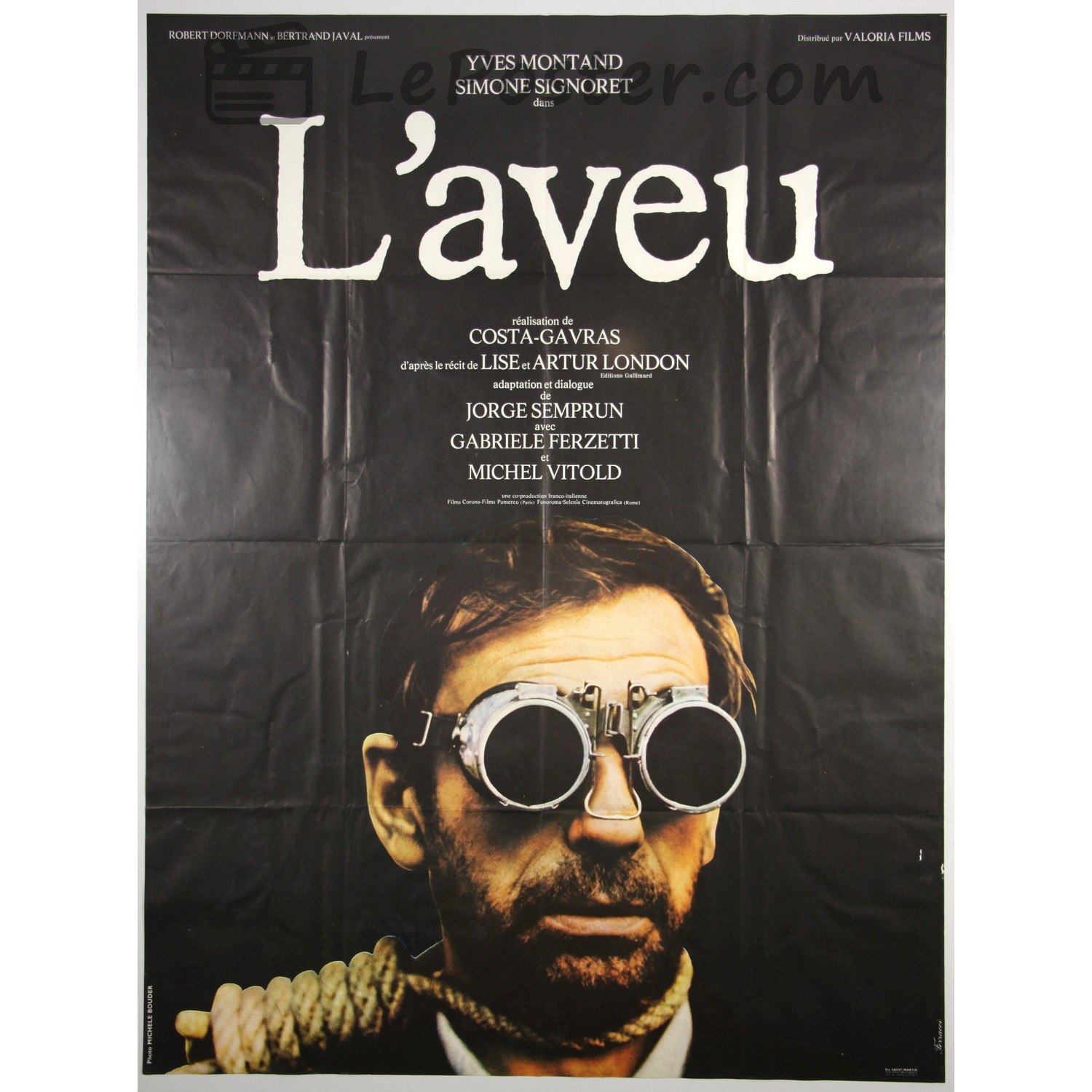 Original vintage movie poster for L'aveu (1970-1979), directed by Costa-Gavras for the France theatrical release.