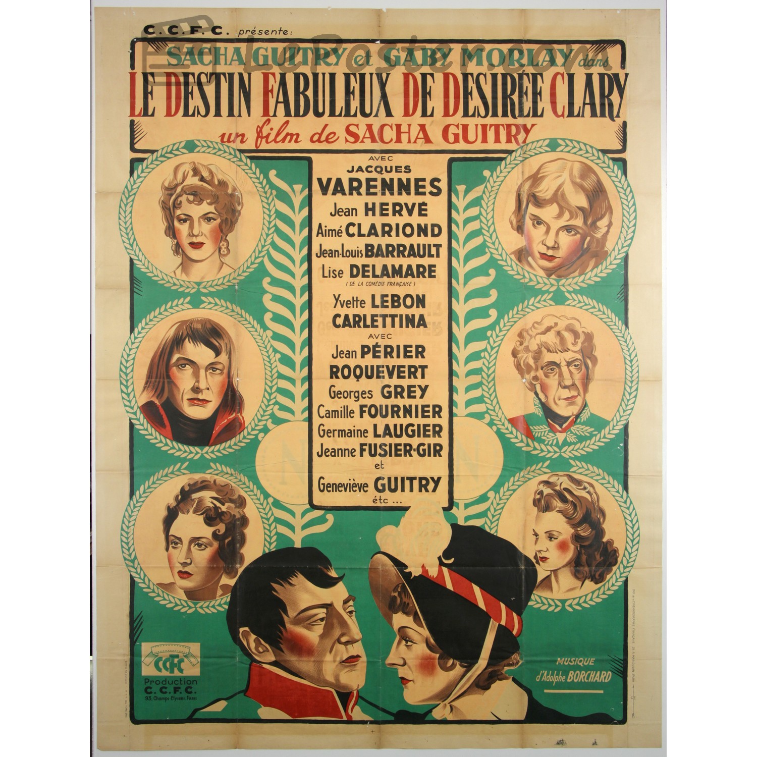Original vintage movie poster for Le Destin Fabuleux de Desiree Clary (1940s), directed by Sacha Guitry, France release.