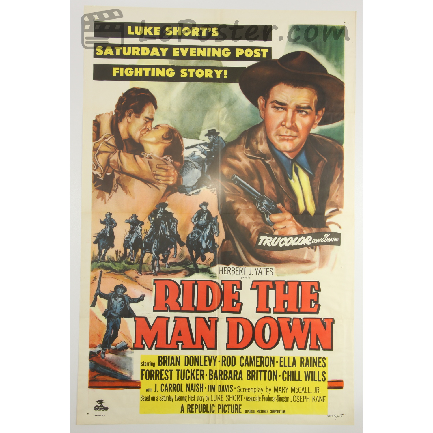 Original vintage movie poster for Ride the Man Down (1950s), directed by Joseph Kane for the US theatrical release.