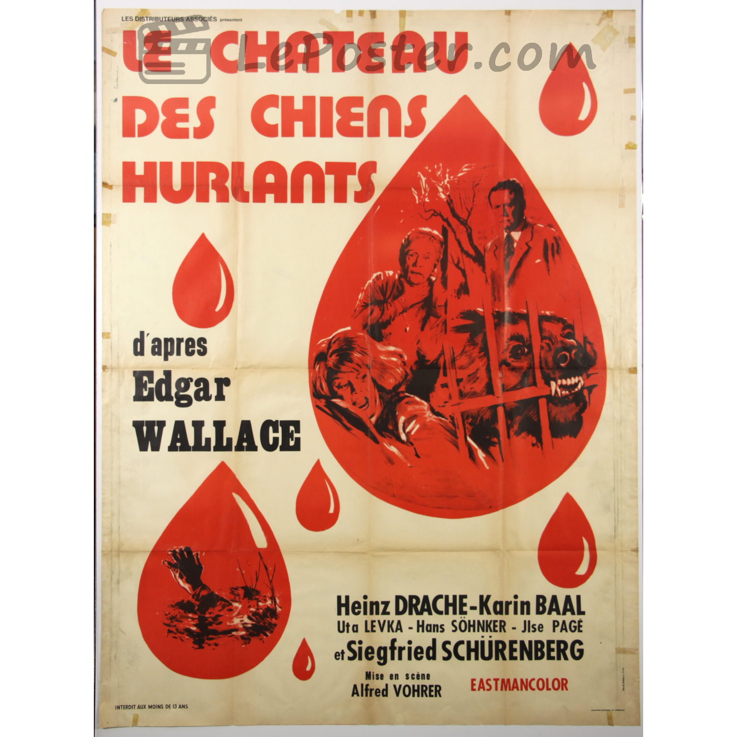 Original vintage movie poster for The Horror of Blackwood Castle (1960-1969), directed by Alfred Vohrer for the France release.