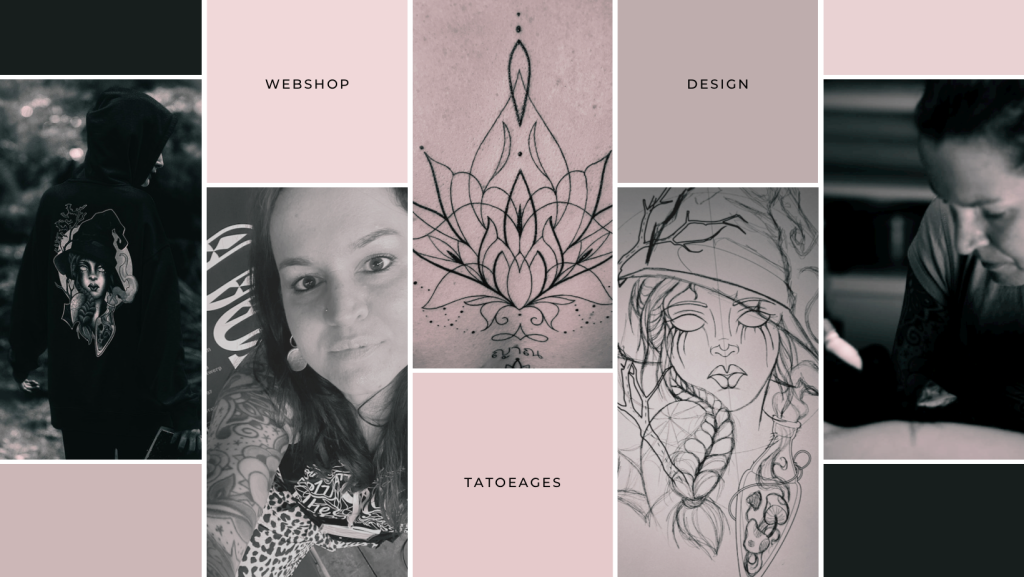 Een samenvatting van de dingen die Les doet, tatoeages, ontwerp, design en nu ook een webshop. Hier zie je het halloweenontwerp, de schets en de hoodie, een mandala tatoeage en een paar afbeeldingen van de artiest.
Op deze pagina kan je contact maken om een aanvraag te doen voor een tatoeage.