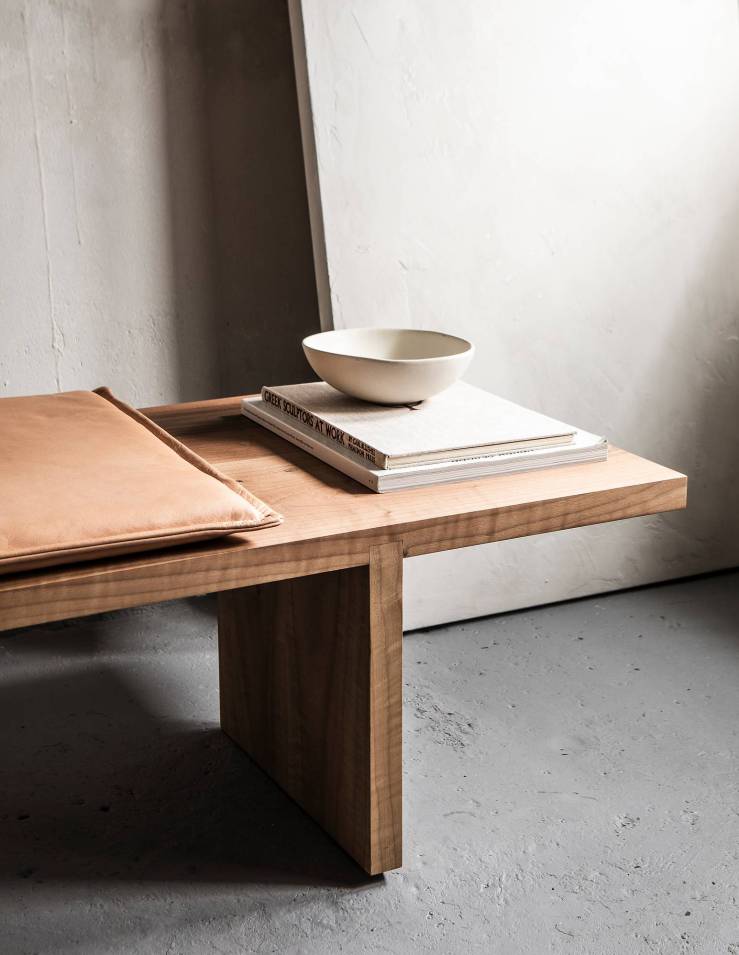 Dry studios walnut wood offset bench 