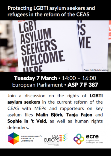 Upcoming roundtable: Protection LGBTI asylum seekers and refugees in the reform of the CEAS