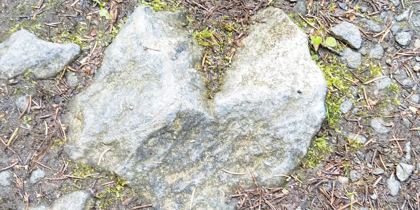 Stein formet som et hjerte, funnet ute i naturen