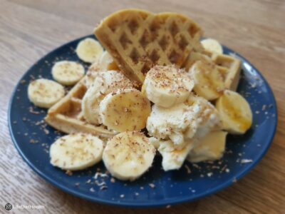 waffles with banana and chocolate