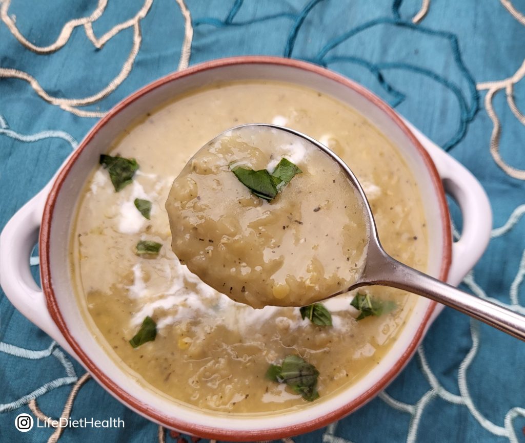 a spoonful of lentil soup