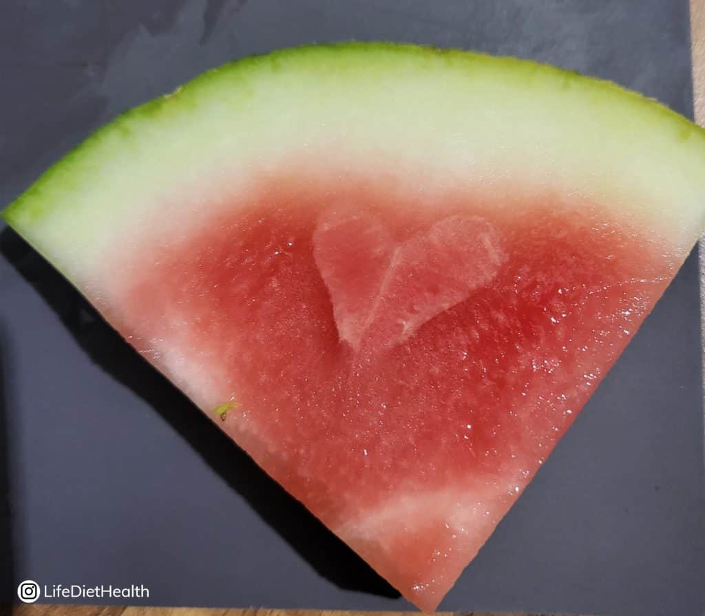 heart shape in a watermelon slice