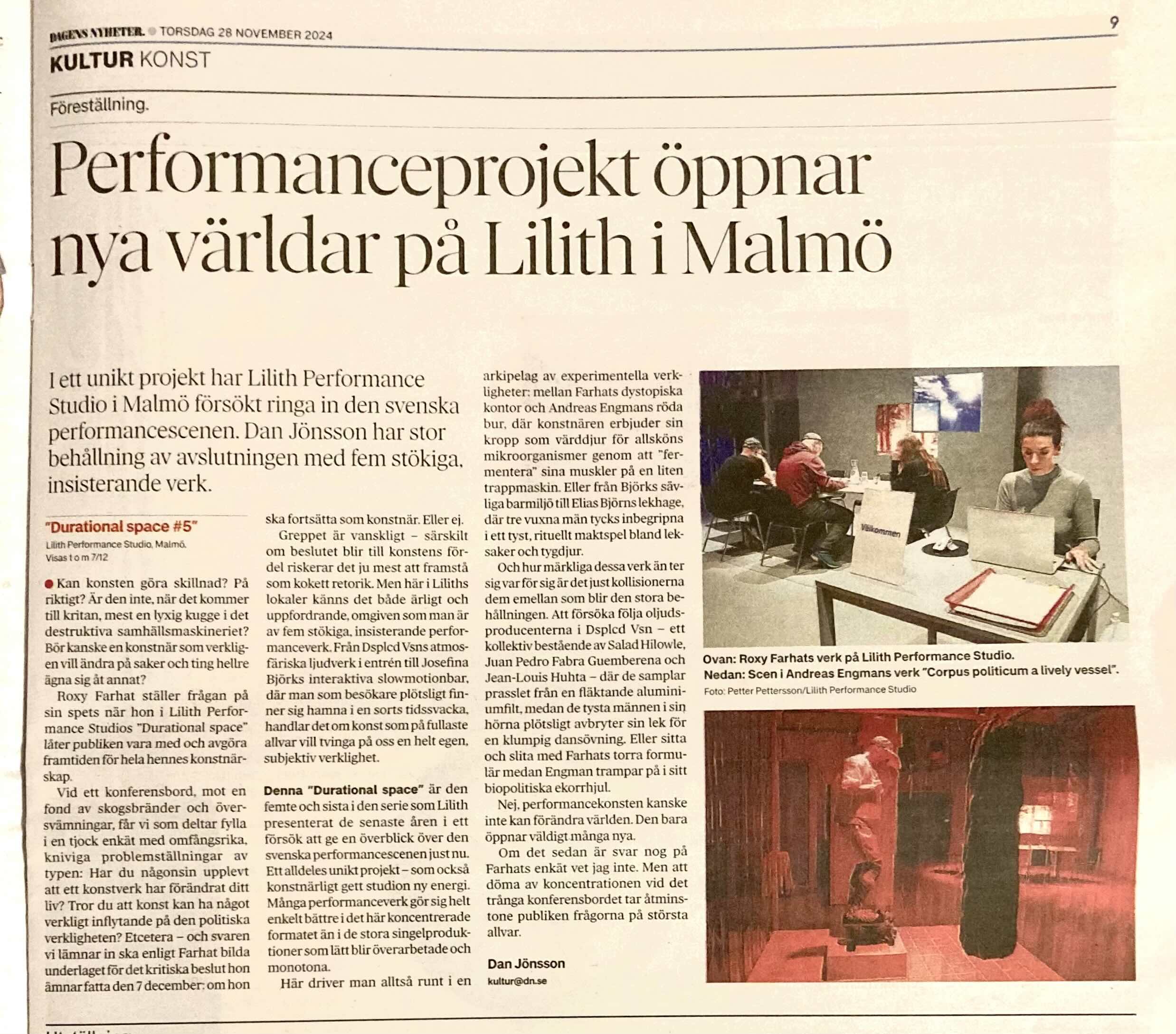 SÅ FIN RECENSION I DAGENS NYHETER IDAG!!