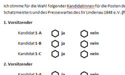 Stimmzettel Mitgliederversammlung