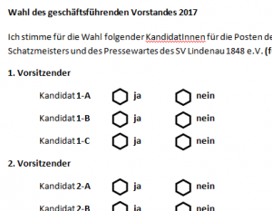 Stimmzettel Mitgliederversammlung