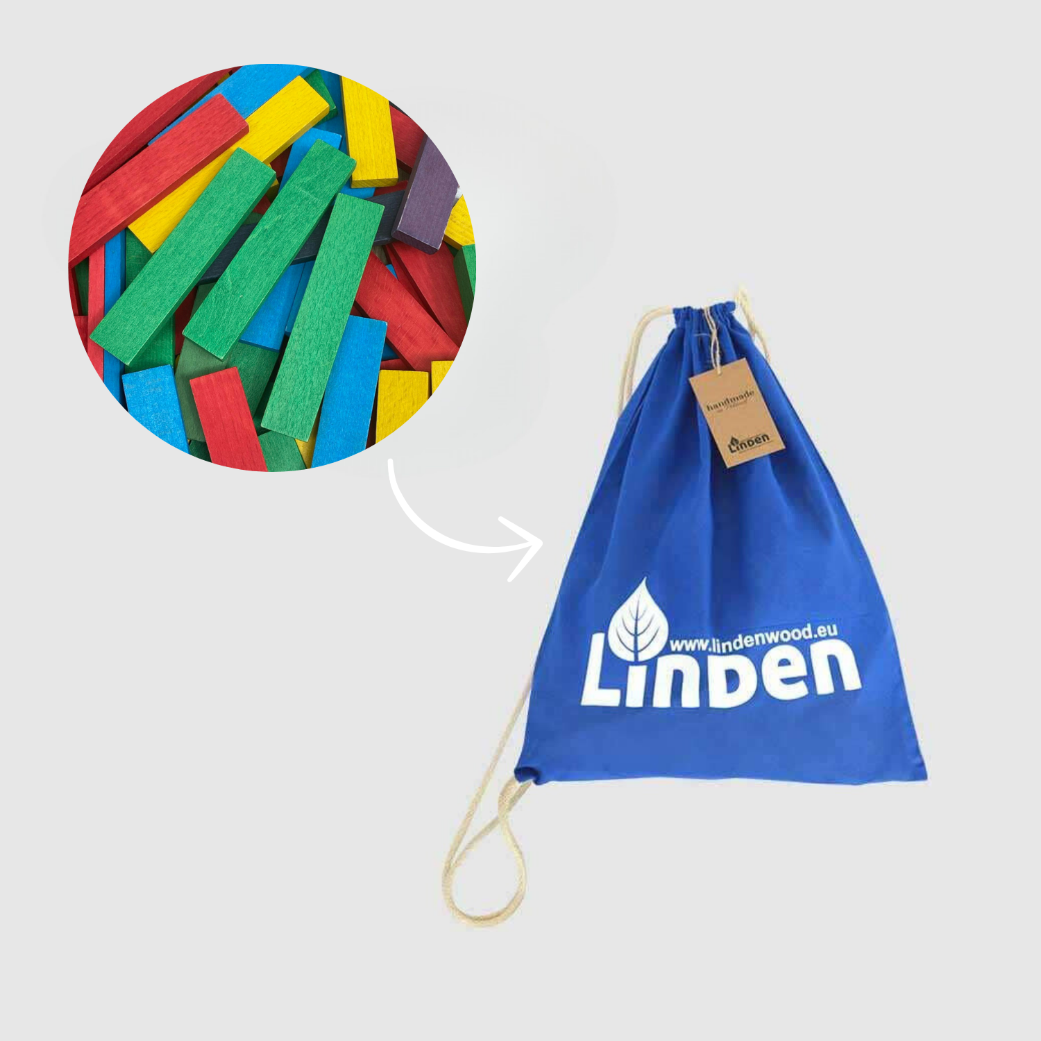 Kolorowe klocki Linden zestaw 120 szt. w eko worku