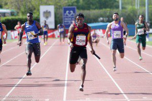 COPYRIGHT Tom Smeeth Photography - Cardiff Met student Sam Gordon on the last leg of the 4x100 Cardiff