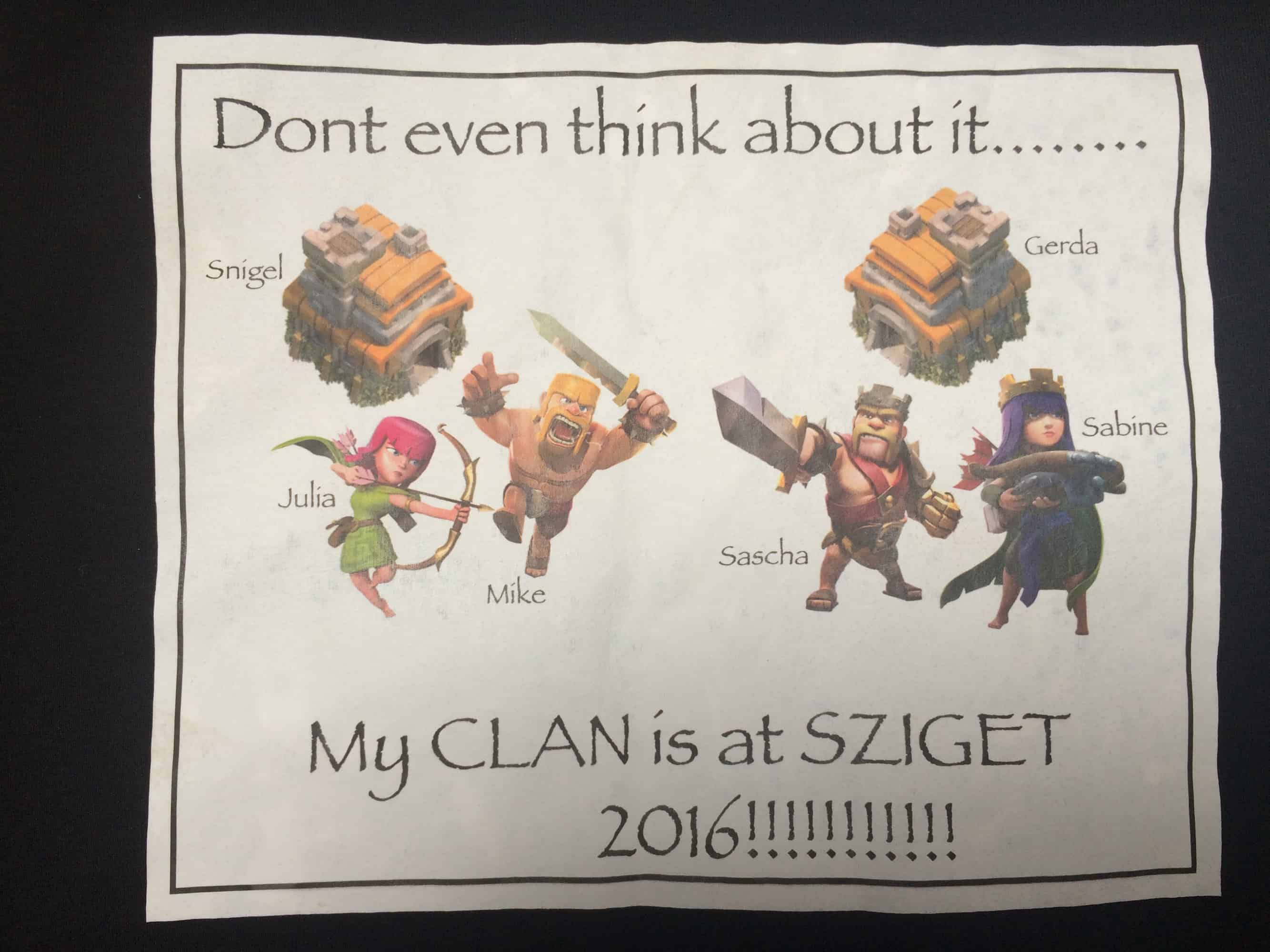 The back of our Clash of Clans shirts