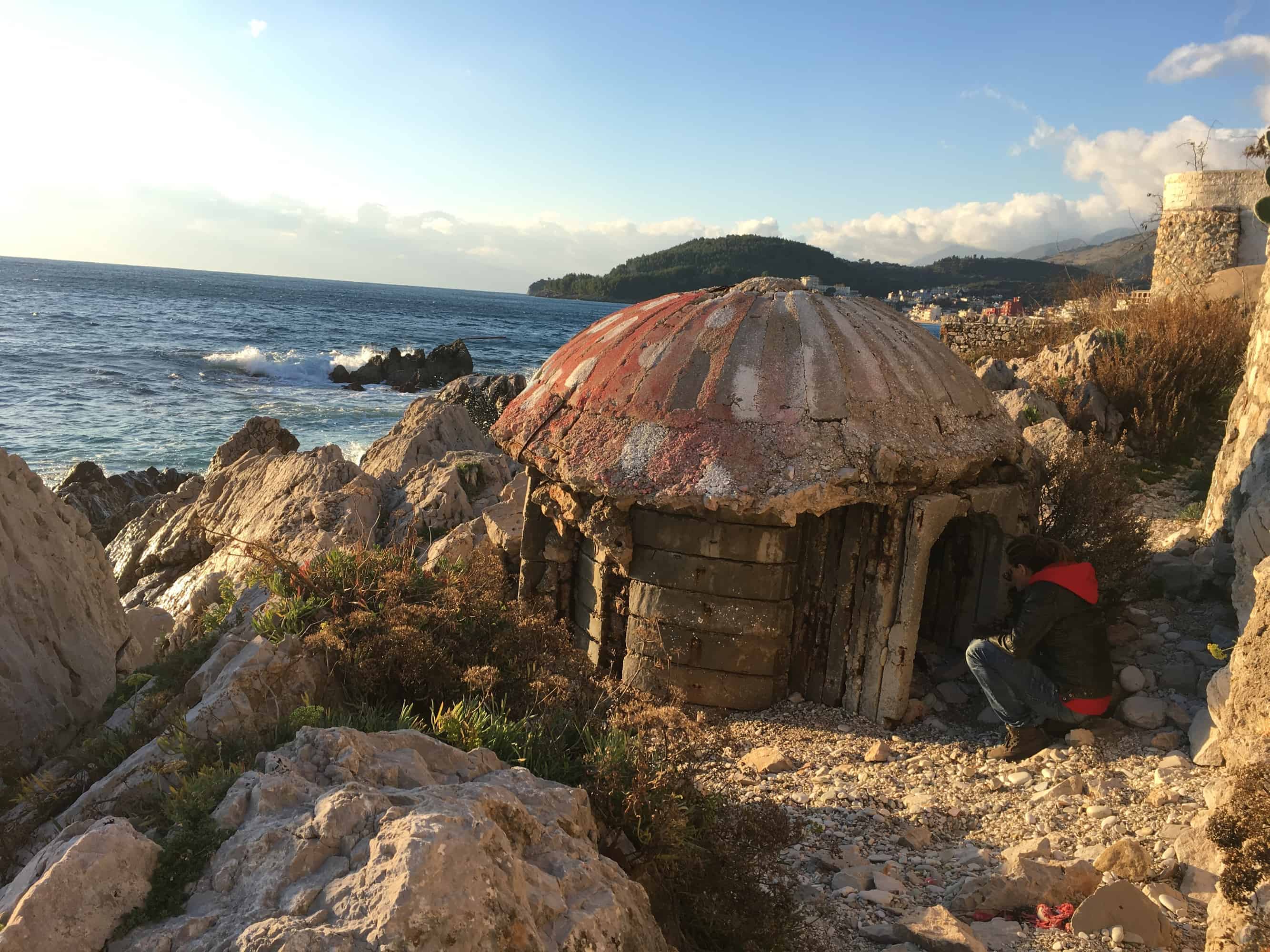 Mike is looking at the mushroom bunker