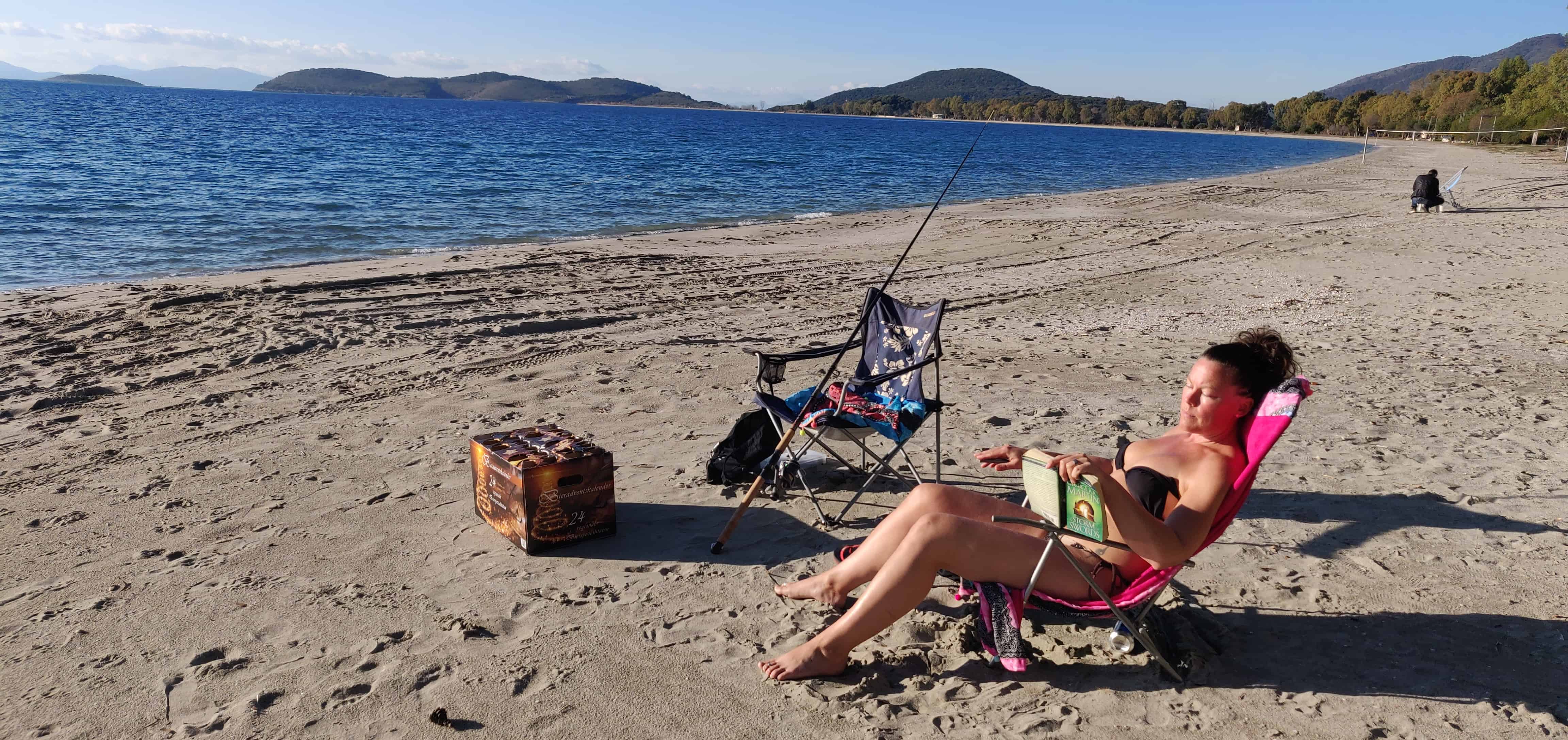 Reading on the beach