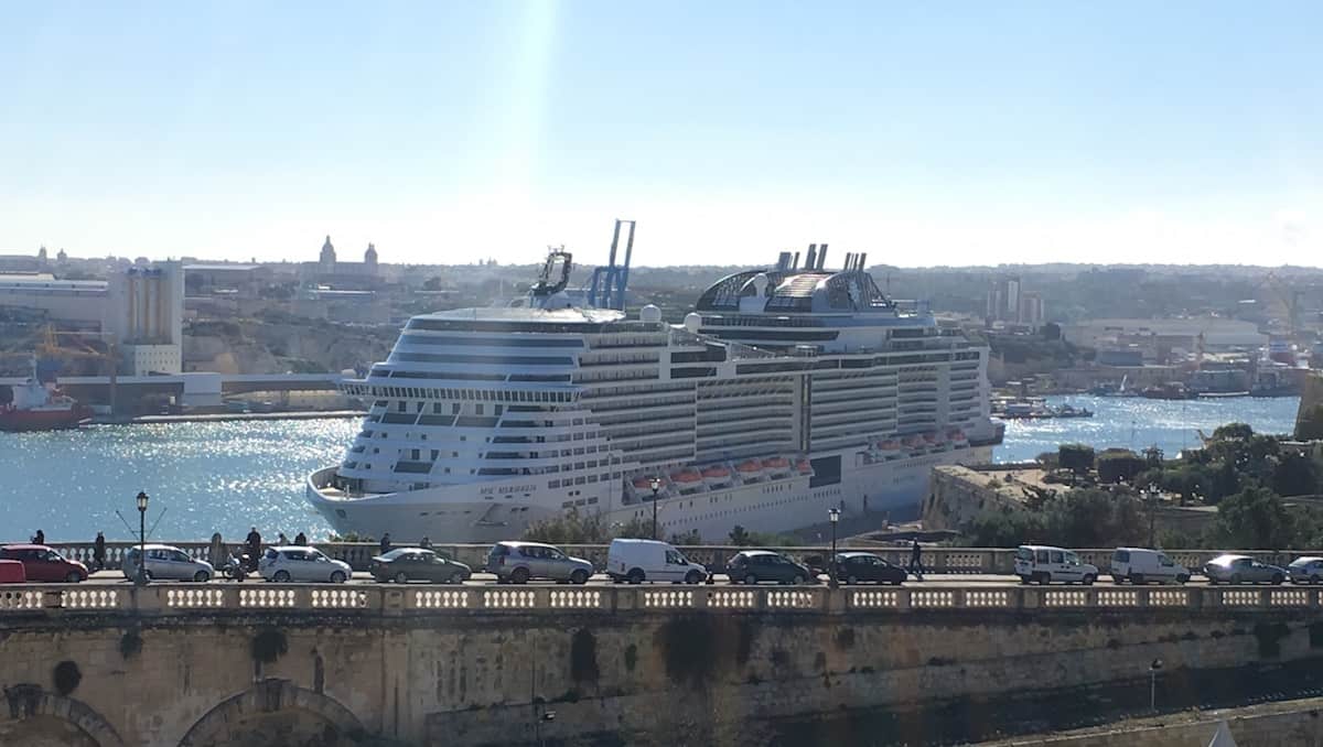 A huge cruise ship