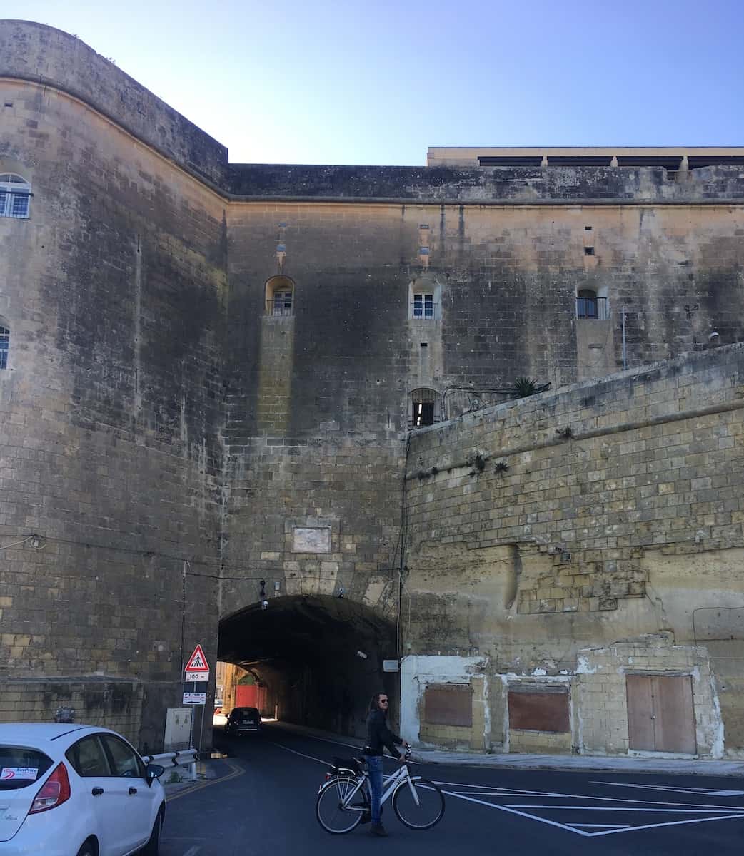 Mike at the gate to Valletta waterfront