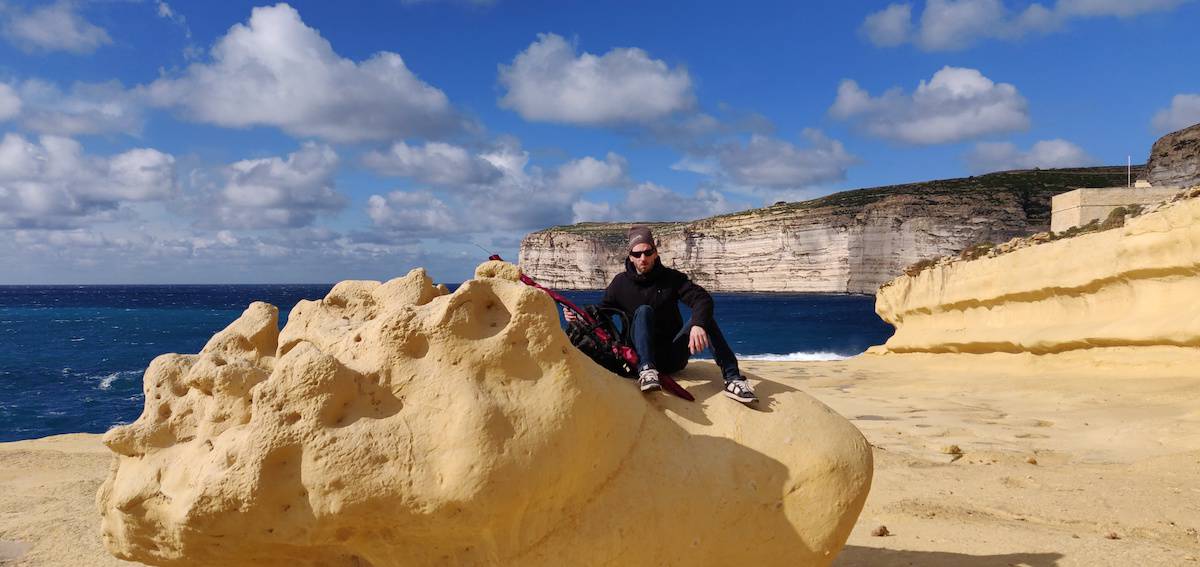 Magnus has climbed one of the limestone formations